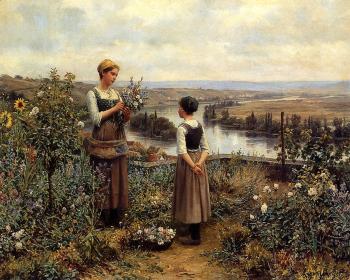 Daniel Ridgway Knight : Picking Flowers